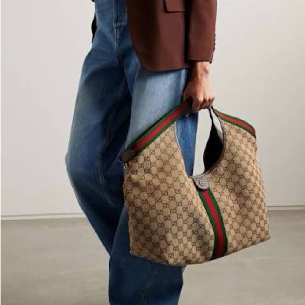 Gucci Beige and Green Signature Tote - Picture 11 of 12
